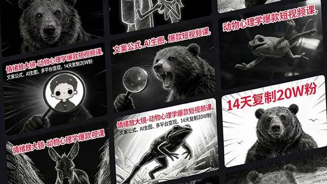 （17376期）情绪放大镜-动物心理学爆款短视频课，文案公式、AI生图、多平台变现，14天复制20W粉_就是爱分享
