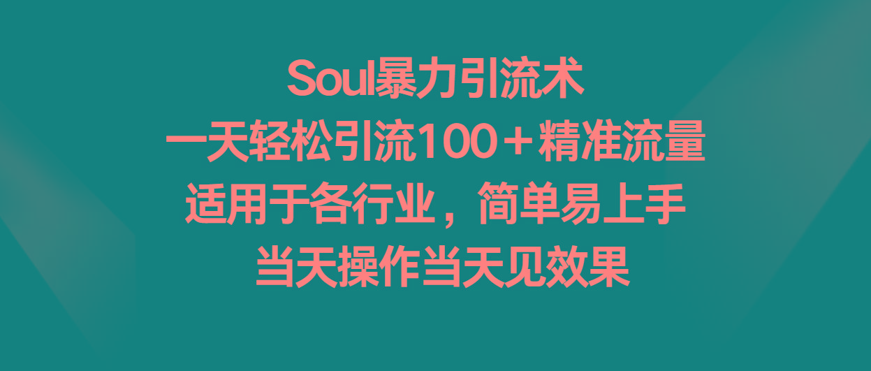 Soul暴力引流术，一天轻松引流100＋精准流量，适用于各行业，简单易上手！_就是爱分享