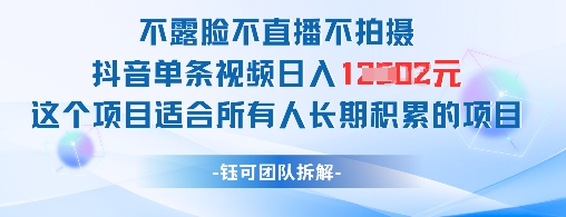 不露脸不直播不拍摄抖音单条视频日入1k+这个项目适合所有人长期积累的项目_就是爱分享