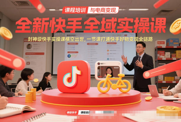 全新快手全域实操课，封神级快手实操课横空出世，一节课打通快手好物变现全链路_就是爱分享