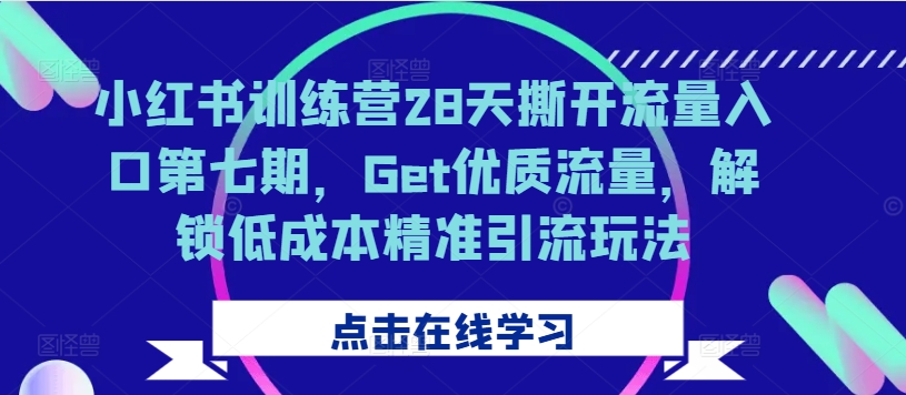 小红书训练营28天撕开流量入口第七期，Get优质流量，解锁低成本精准引流玩法_就是爱分享