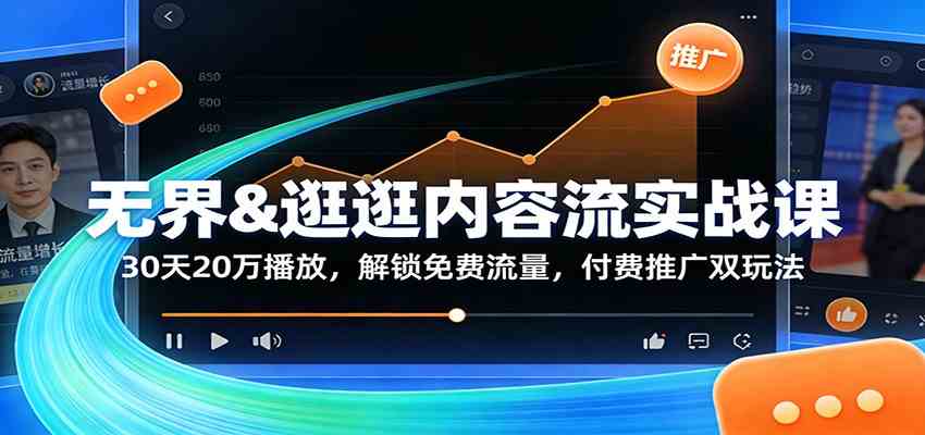 无界&逛逛内容流实战课：30天20万播放，解锁免费流量，付费推广双玩法_就是爱分享