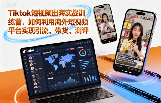 Tiktok短视频出海实战训练营，如何利用海外短视频平台实现引流、带货、测评_就是爱分享