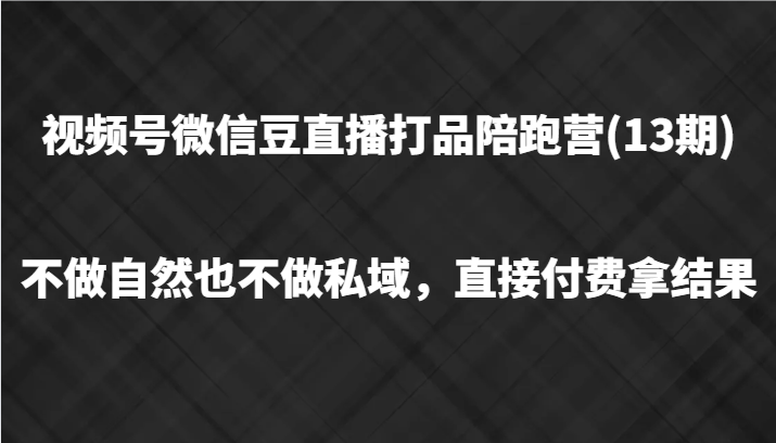 视频号微信豆直播打品陪跑(13期)，不做不自然流不做私域，直接付费拿结果_就是爱分享
