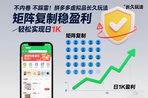 不内卷不踩雷!拼多多虚拟品长久玩法,矩阵复制稳盈利,轻松实现日1K【揭秘】_就是爱分享