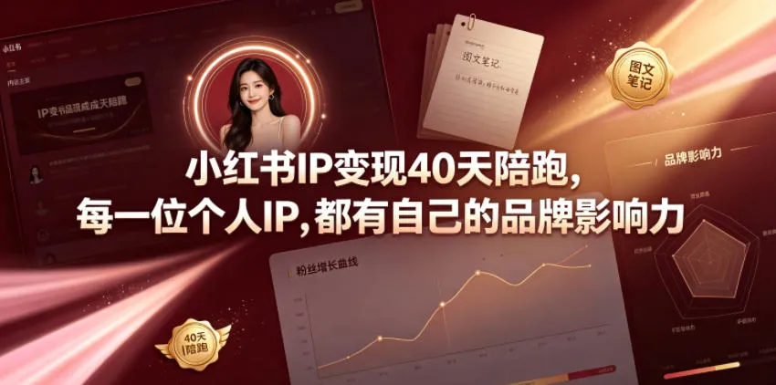 小红书IP变现40天陪跑，每一位个人IP，都有自己的品牌影响力_一起云网创